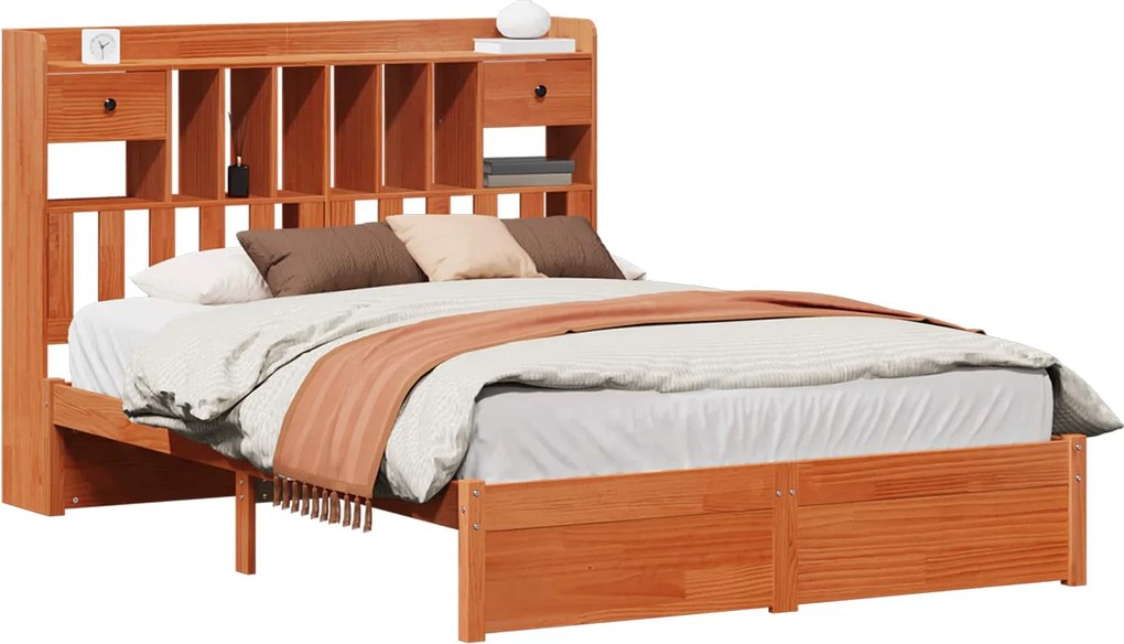 vidaXL Cadru de pat pentru bibliotecă Maro Ceară 200 x 160 cm