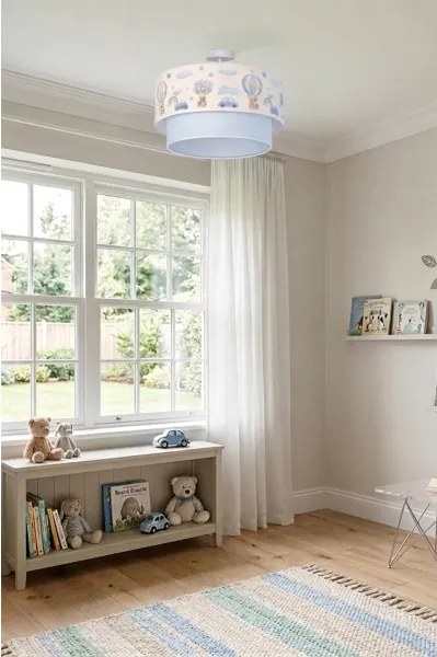 Brilagi-LED Lustră aplicată pentru copii BOBO, 1xE27/60W/230V, Ø 40 cm, crem/albastru, cu ursuleț