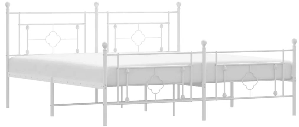 374410 vidaXL Cadru de pat metalic cu tăblie de cap/picioare, alb, 180x200 cm