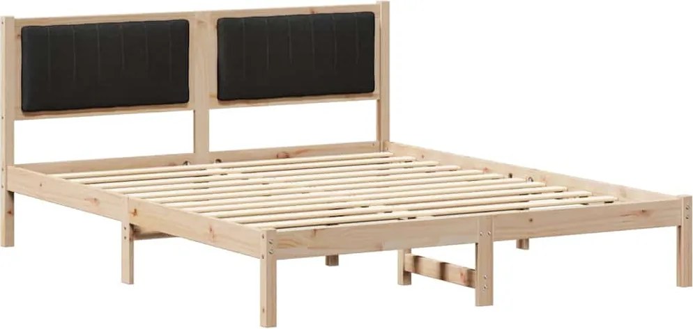 vidaXL Cadru de pat cu tăblie tapițată cu headboard Negru 150 x 200 cm