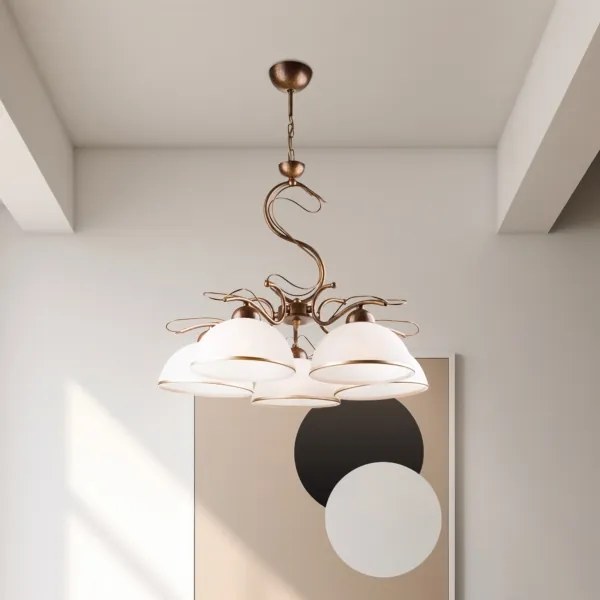 Lustră pe lanț COBRA, 5x E27/60W/230V, bronz/patină