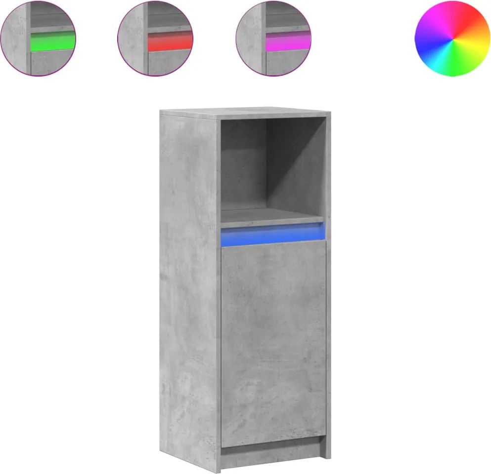 vidaXL Dulap cu LED, gri beton, 38x34x100 cm, lemn prelucrat