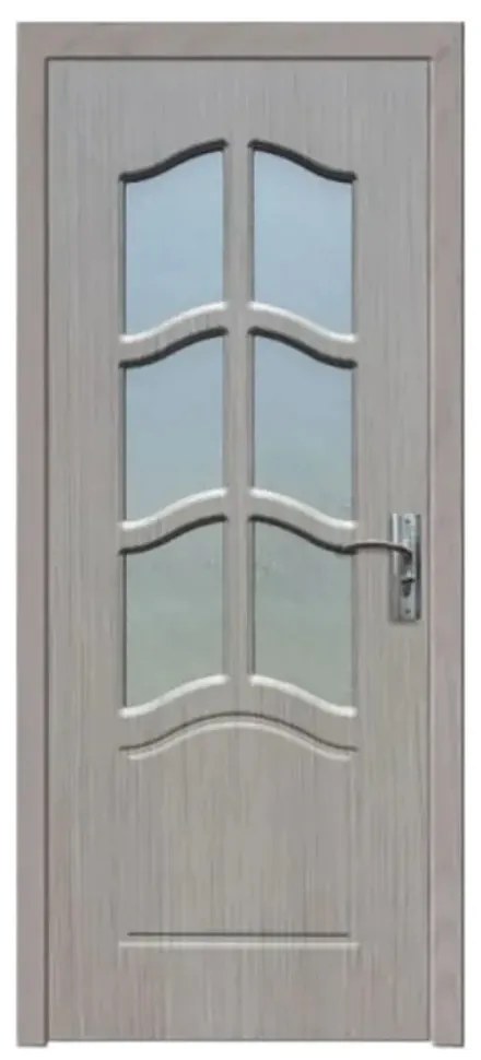 Usa Interior din MDF Novo Doors ND109, Cadru din Lemn Masiv, Geam Sablat, KIT COMPLET, Toc , Manere si balamale incluse (Culoare: Wenge, Toc: