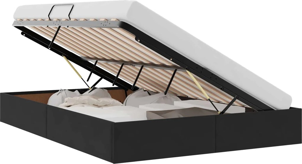 vidaXL Pat cu storage cu headboard Negru 140 x 200 cm Catifea