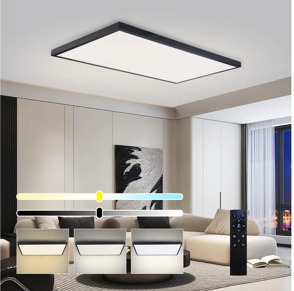 Brilagi-LED Aplică de baie reglabilă FRAME SMART LED/96W/230V IP44 negru + telecomandă