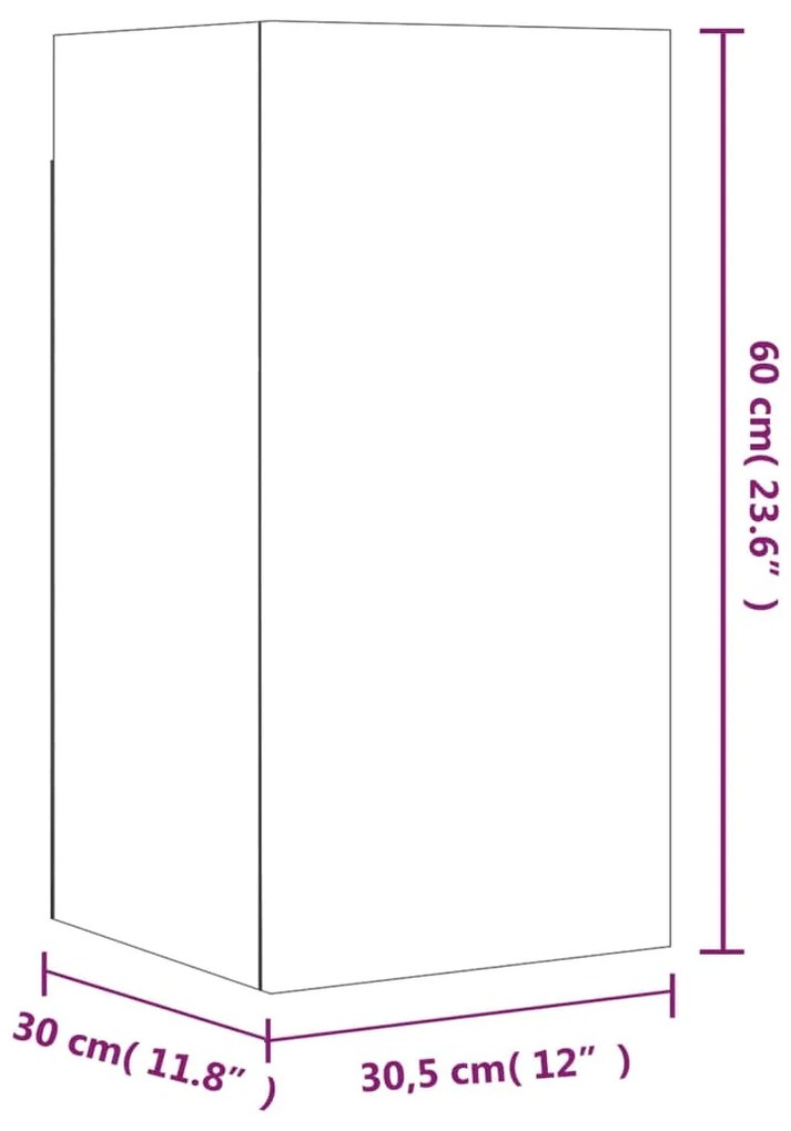 Set comoda TV, 7 piese, stejar fumuriu, lemn compozit 7, Stejar afumat, 60 x 30 x 30 cm