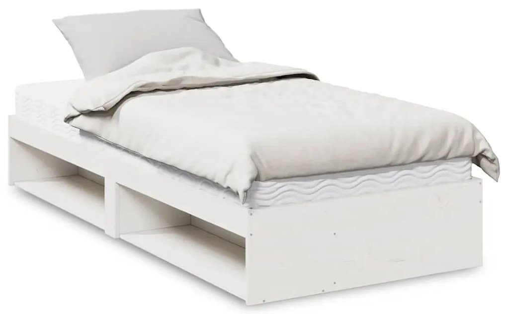 vidaXL Pat de zi cu saltea alb 100x200 cm lemn masiv de pin