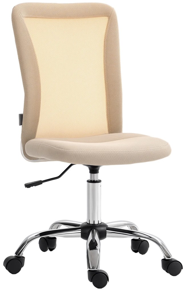 Vinsetto Scaun de birou ergonomic înălțime reglabilă picior cromat rotativ 360° îmbrăcăminte material textil bej | Aosom Romania