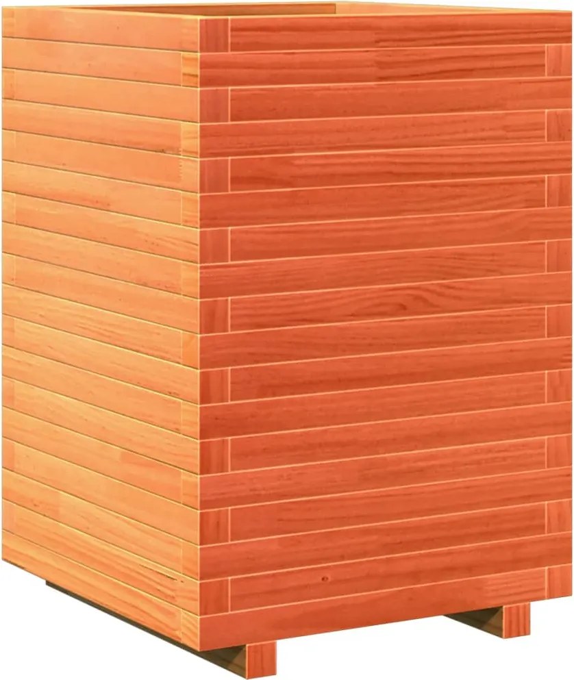 vidaXL Jardinieră de grădină, maro ceruit, 50x50x72 cm, lemn masiv pin