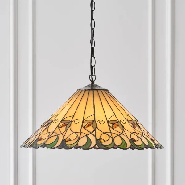 Endon 64194 - Lustru Tiffany JAMELIA pe lanț, 3x E27/60W/230V, diametru 50 cm