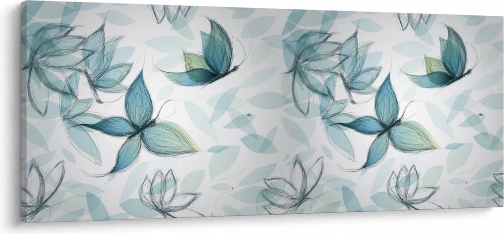 Tablou - Fluturași albaștri (120x50 cm)