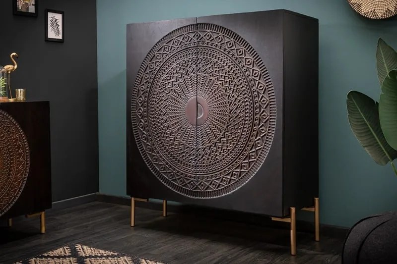 Bufet MANDALA 120 cm maro mango negru
