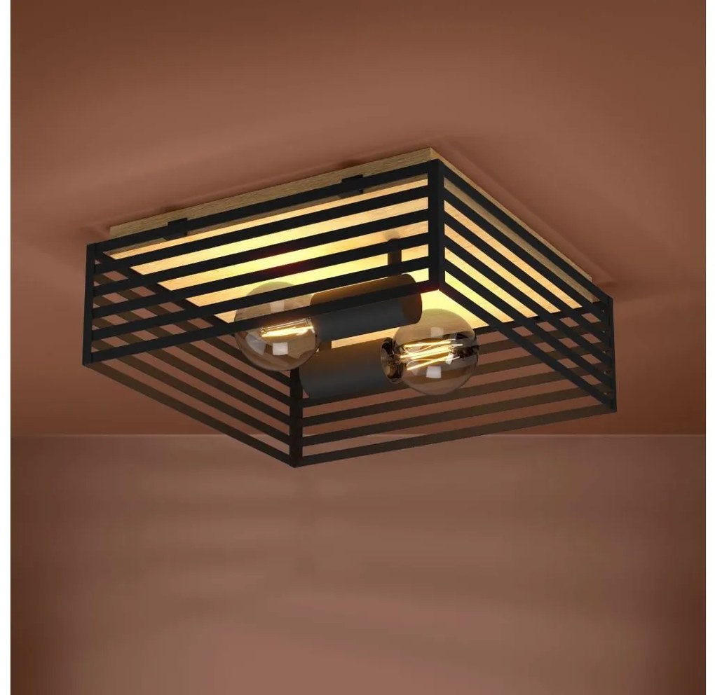 Plafonieră Eglo 390163 CIDRAZ 2xE27/40W/230V negru/maro
