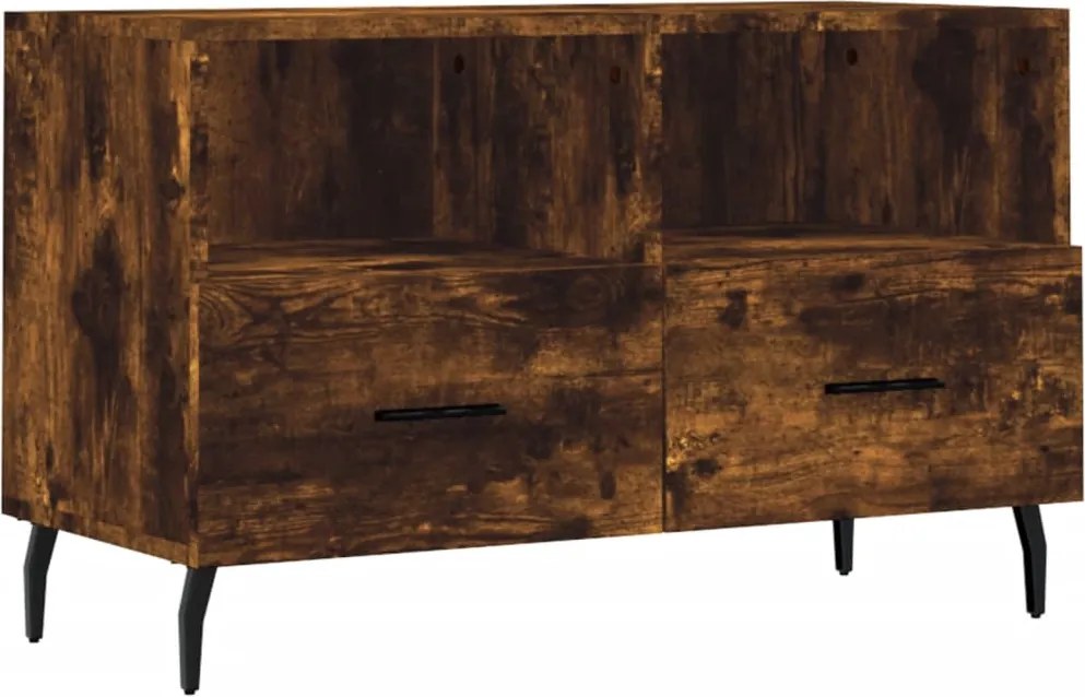 vidaXL Comodă TV, stejar fumuriu, 80x36x50 cm, lemn prelucrat