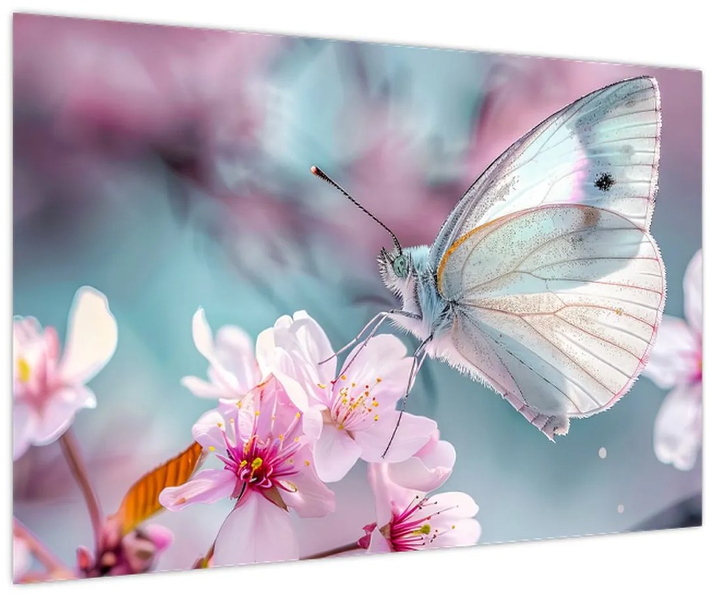 Tablou - Fluture pe un cireș (90x60 cm)
