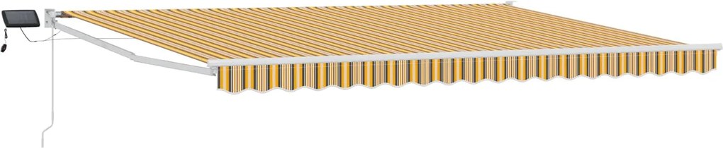 vidaXL Marchiză retractabilă manuală cu led-uri Galben și gri 4 × 3 m