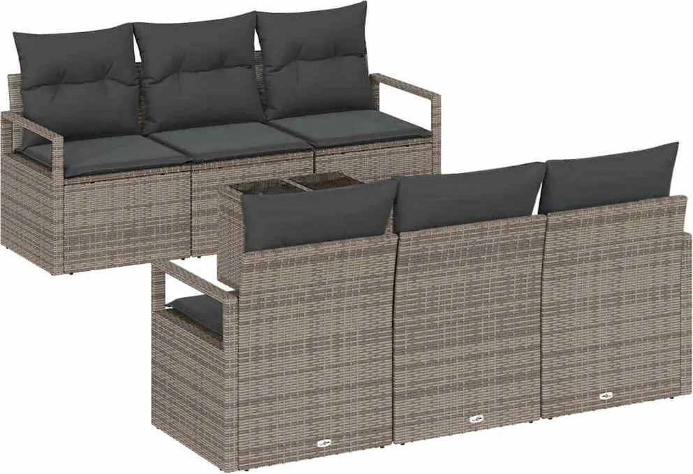 vidaXL Set de canapea 7 pcs Gri poliratan