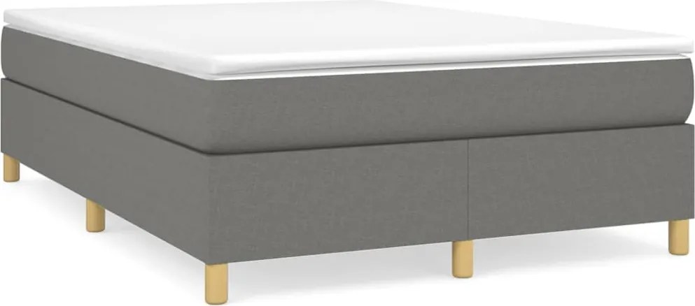vidaXL Pat box spring cu saltea, gri închis, 140x200 cm, textil