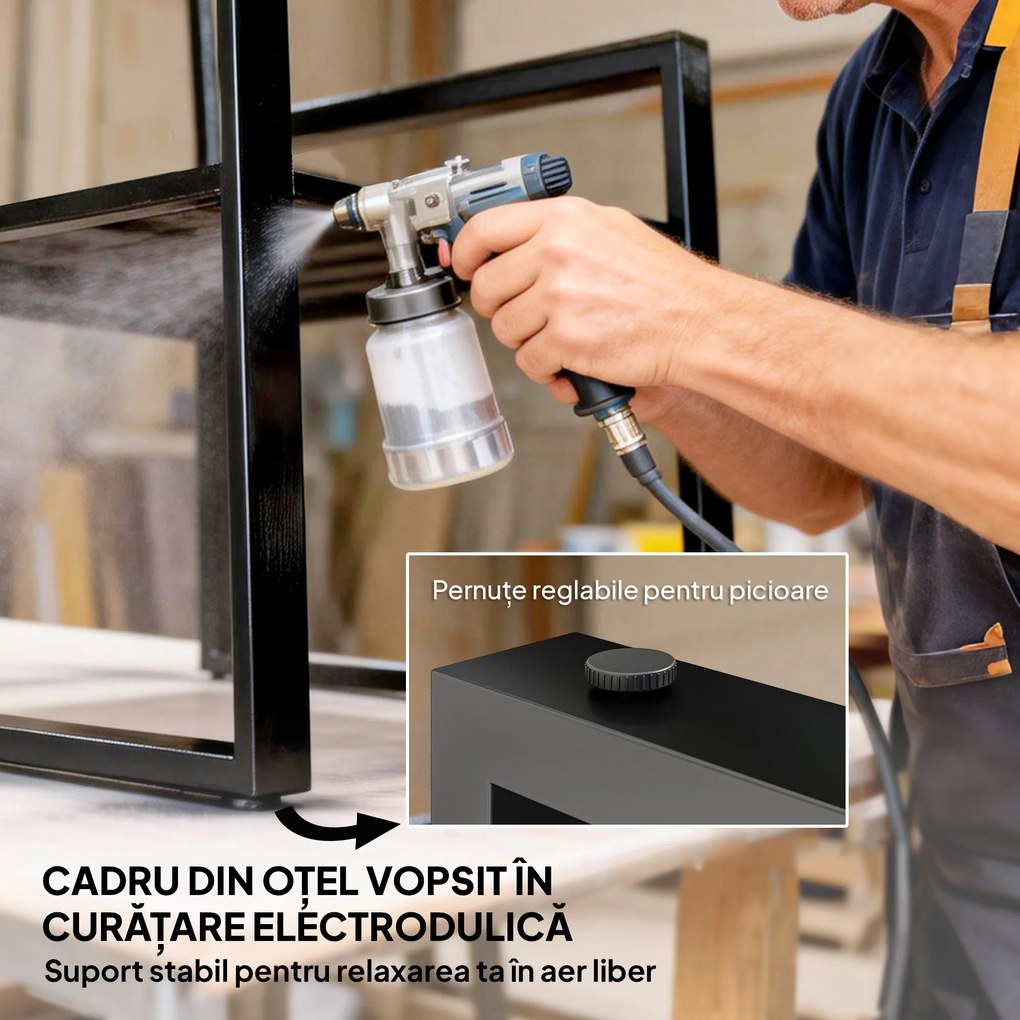 Outsunny Set Bistro Grădină 3 Piese pentru 2 Persoane, Masă și Scaune Exterior cu Șezut Textilen și Perne, Gri | Aosom Romania