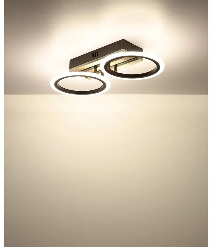 Plafoniera LED CCT BLEVINS riflaj MDF cu efect de lemn