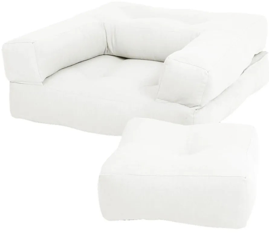 Fotoliu extensibil pentru copii cu taburet Karup Design Mini Cube Creamy