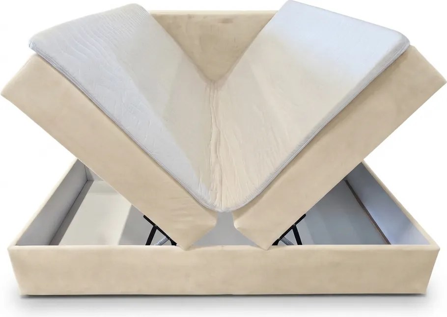 Pat tapitat boxspring FORENA 160x200 cm bej Saltea: Saltea cu arcuri Bonell