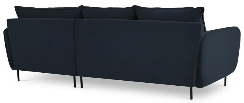 Colțar albastru închis cu tapițerie din catifea (cu colțar pe partea dreaptă) Vienna – Cosmopolitan Design