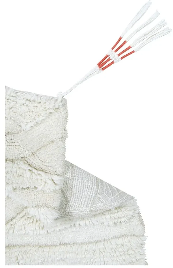 Covor tip traversă alb lavabil/țesut manual din lână 70x200 cm Enkang Ivory – Lorena Canals