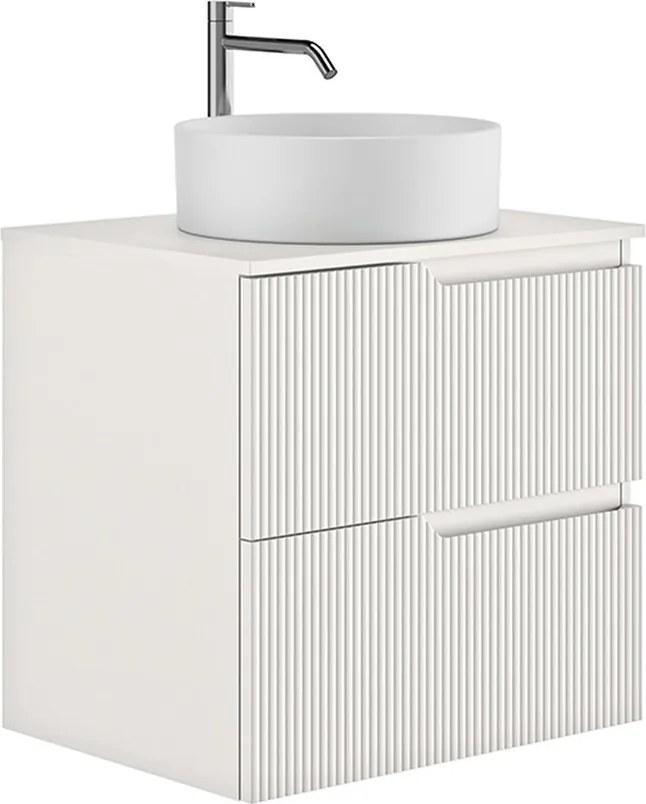 Set dulap baza suspendat Gala Canaletto 2 sertare 60 cm cu blat finisaj alb mat