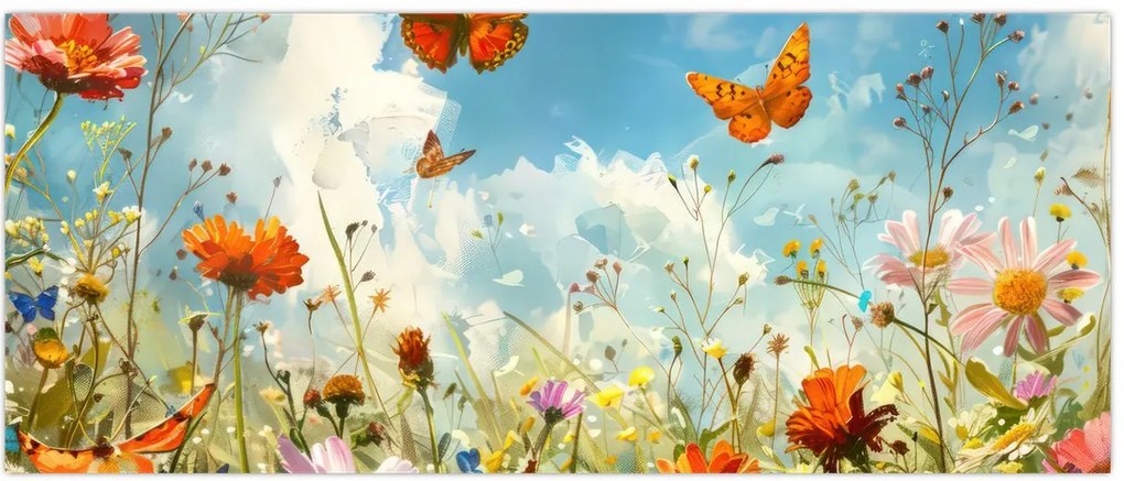 Tablou - Fluturi pe pajiștea de vară (120x50 cm)