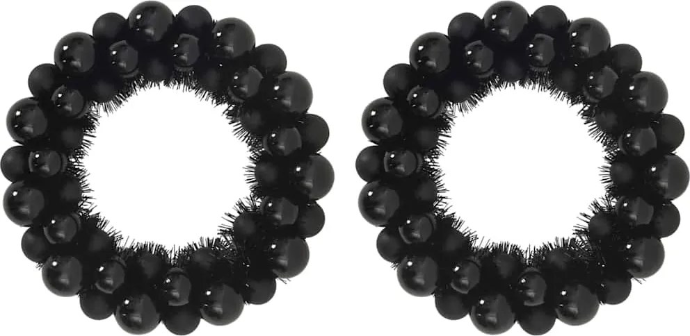 vidaXL Coronite cu bile de Craciun 2 pcs Negru 33 x 33 x 7 cm