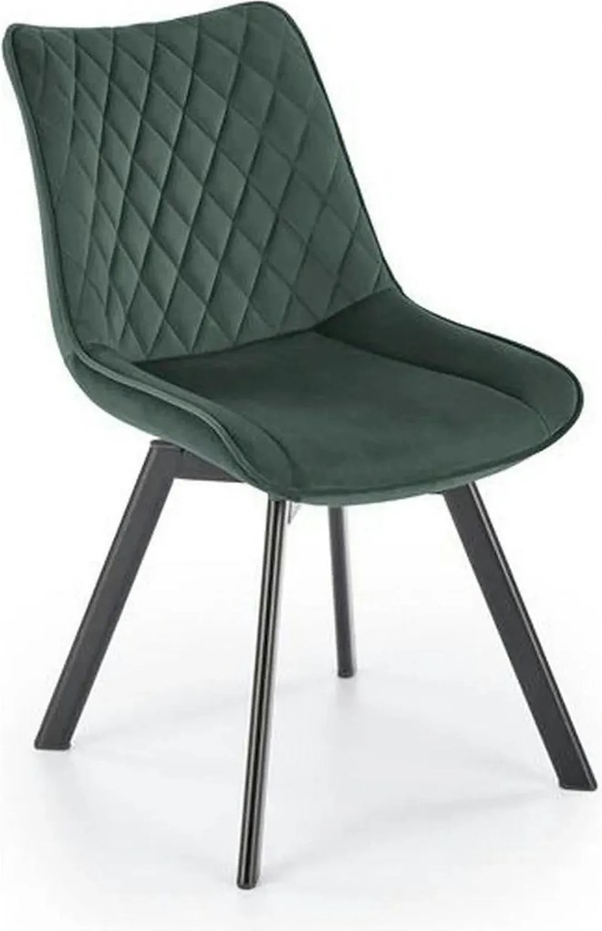 Scaun tapitat K520, verde/negru, stofa catifelata, 45x63x80 cm