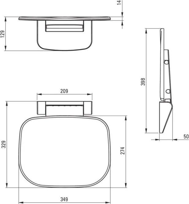 VITAL – Scaun de baie pliabil, montare pe perete, finisaj Bianco (NIV_A51B) 🤍