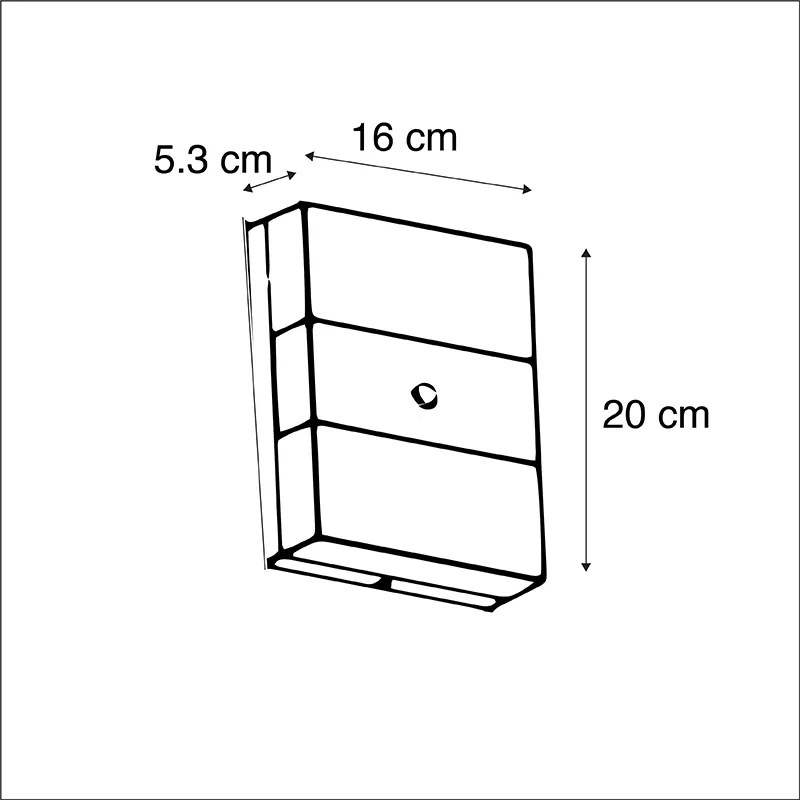 Lampă de perete exterioară neagră IP44 cu LED cu senzor crepuscular - Dualy