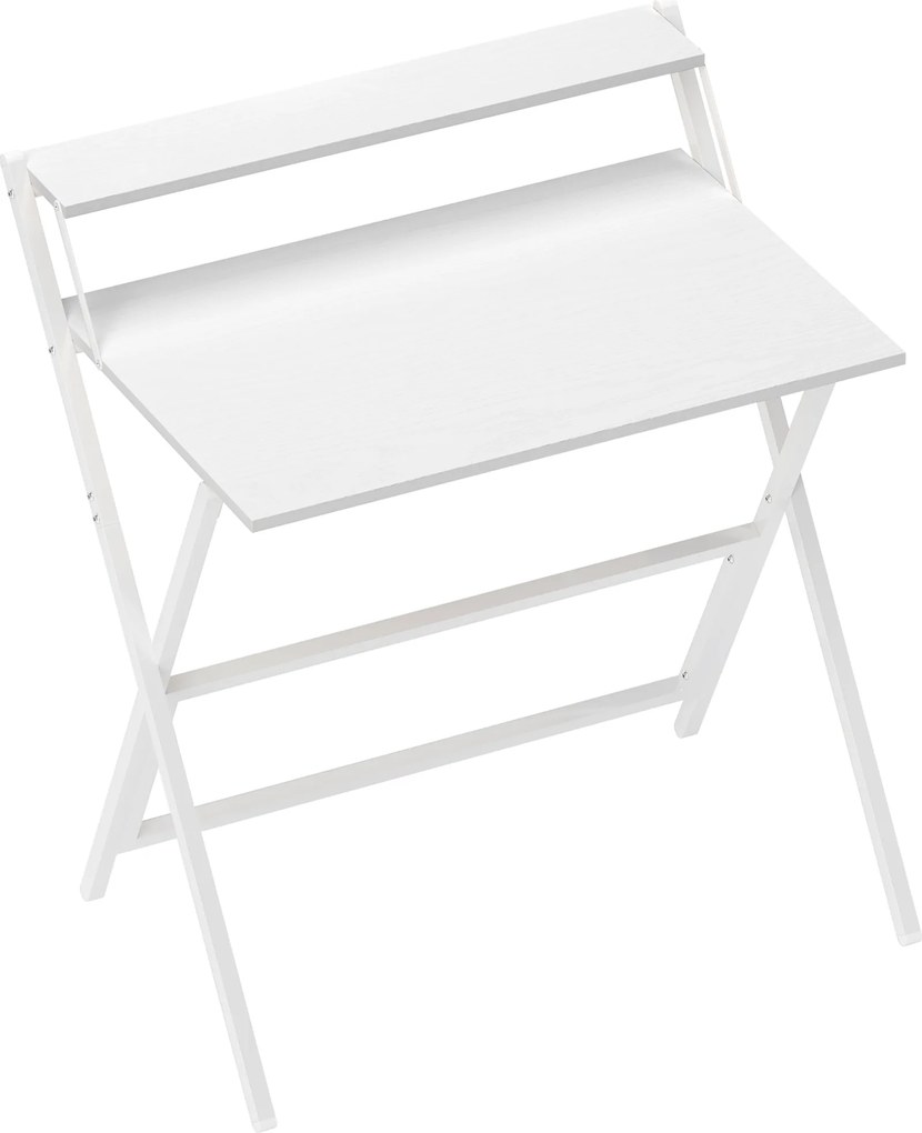 HOMCOM Birou Pliabil cu Poliță pentru Monitor, 81.5x62x86.5 cm Alb | Aosom Romania