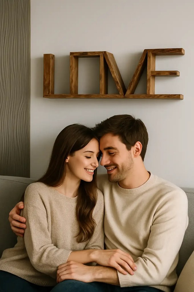 Raft de perete din lemn LovU Homs, 75 x 8 x 27 cm, maro