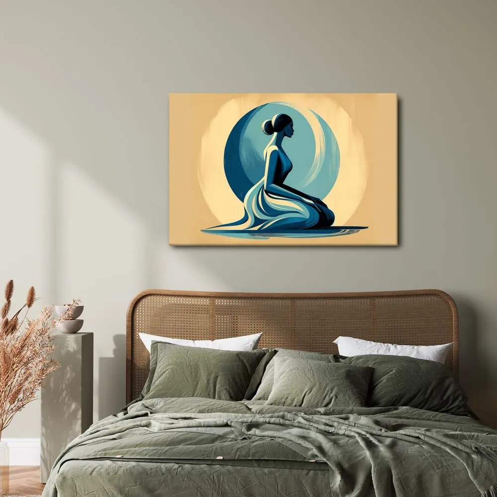 Tablou femeie meditând în albastru