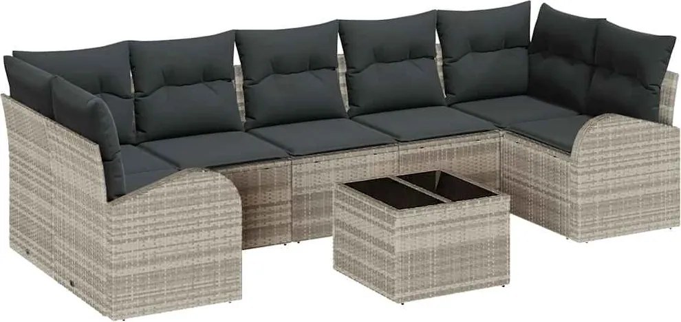 vidaXL Set de canapele pentru grădină 8 pcs Gri deschis și gri închis