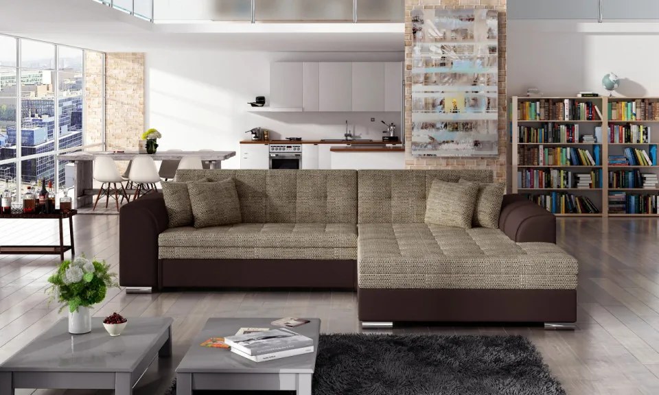 Coltar tapitat, extensibil, 295x80x195 cm, Sorento R01, Eltap (Culoare: Gri pepit / Gri inchis piele)