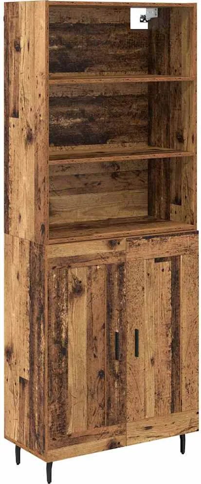 vidaXL Bufet Lemn Vechi 69,5 x 34 x 180 cm Lemn Stratificat și Sticlă