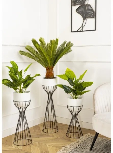 Ghiveci metalic de flori LOFT 56x20 cm negru/alb