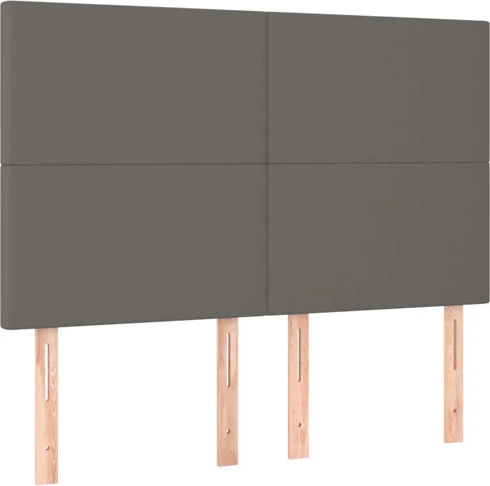 vidaXL Tăblie de pat gri 144x5x118/128 cm piele ecologică