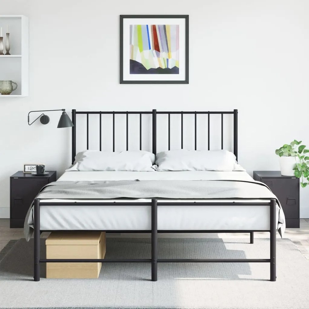 vidaXL Noptiere, 2 buc., negru, 34,5x39x44 cm, oțel