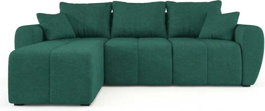 Coltar extensibil reversibil SEVIO 246x145 cm, verde sticla + 2 pernite GRATUIT