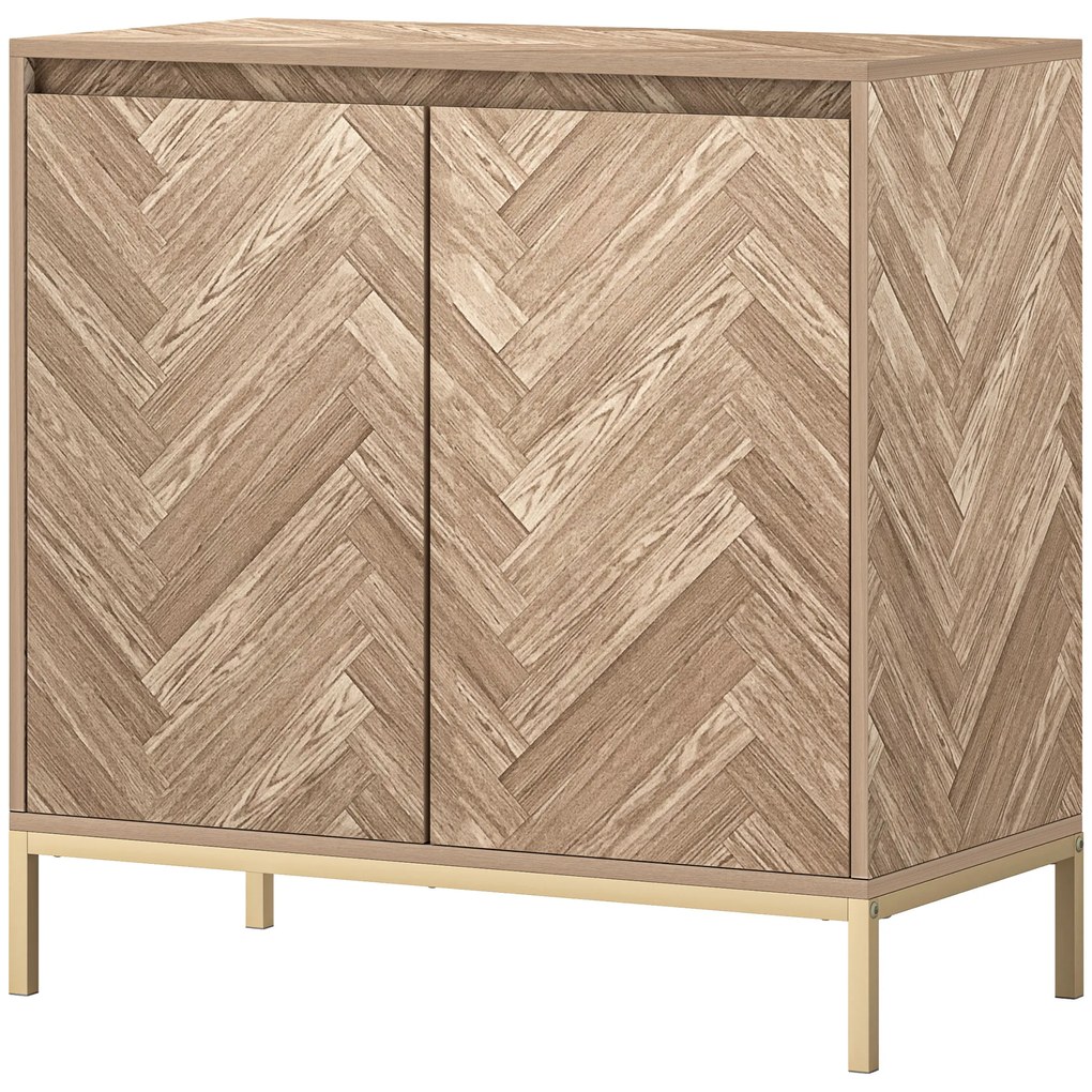 HOMCOM Mobilier de depozitare bufet cu 2 uși în șevalet, raft reglabil și picioare din oțel, dim. 78 x 40 x 78 cm, stejar | Aosom Romania