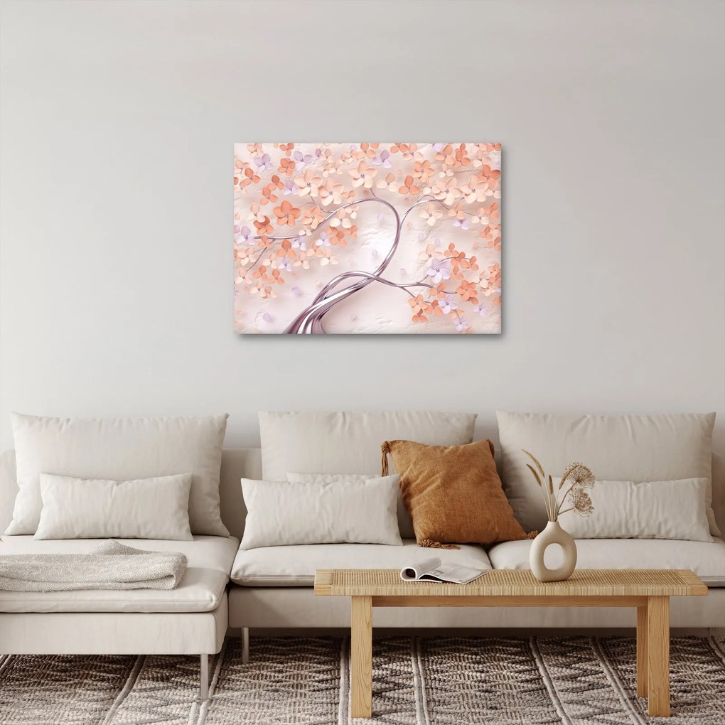 Tablou florilor de pom din coral - abstract (70x50 cm)