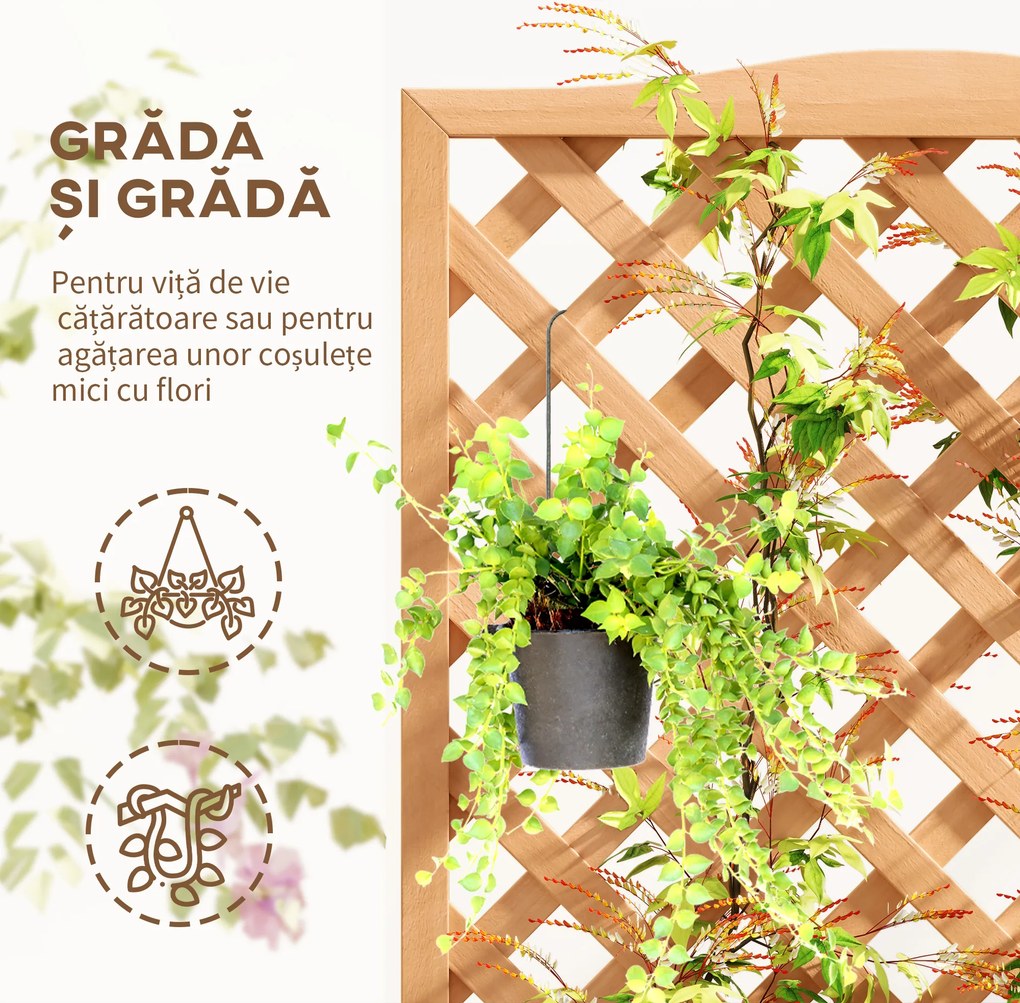 Outsunny Jardinieră cu Grilaj pentru Plante Cățărătoare și Bază Spațioasă, 76x36x170 cm, Maro | Aosom Romania