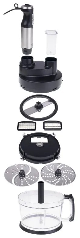Robot de bucatarie 14 in 1 Camry CR 4623, 1600W, 2 l, Blender, Tocator, Accesorii, Turbo, Inox/Negru