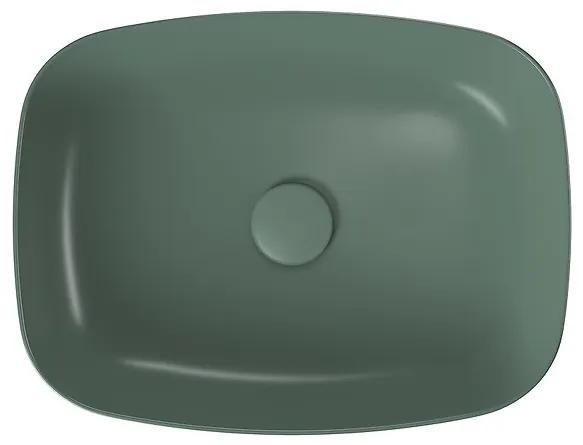 Lavoar pe blat verde mat 50 cm, dreptunghiular, Cersanit Larga Verde mat