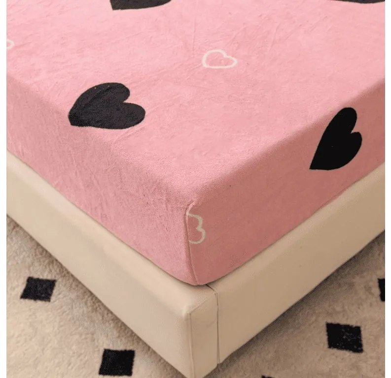 Cearsaf Cocolino microplus cu elastic CORAZON 180x200 cm roz